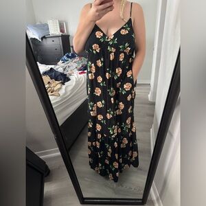 Old Navy Black Floral Maxi Dress